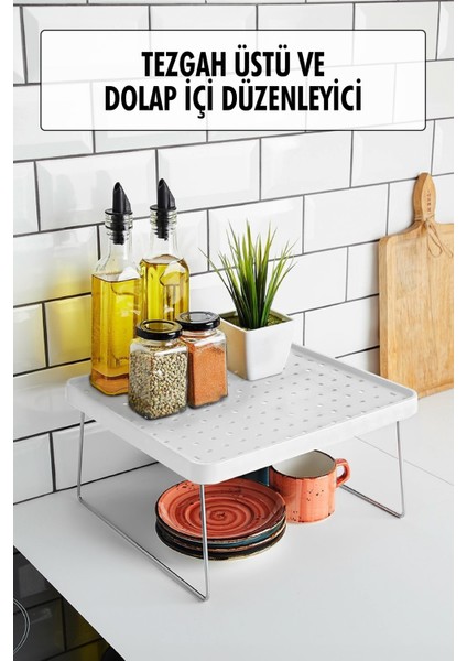 Metal Ayaklı Plastik Gövdeli Dolap Içi Raf Düzenleyici Büyük Boy (28*30*15 Cm)