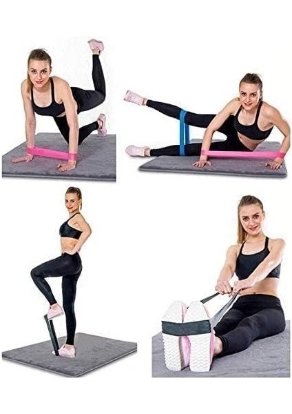 5 Adet Farklı Dirençte Pilates Squat Aerobik Bandı + Body Trimmer Spor Aleti Seti modelleri