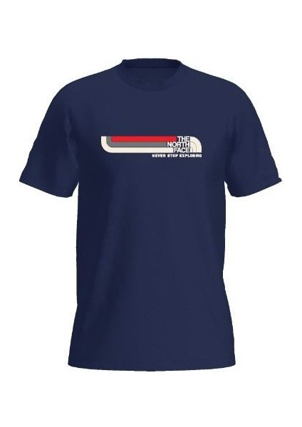 The North Face Lacivert Basklı Erkek Bisiklet Yaka T-Shirt