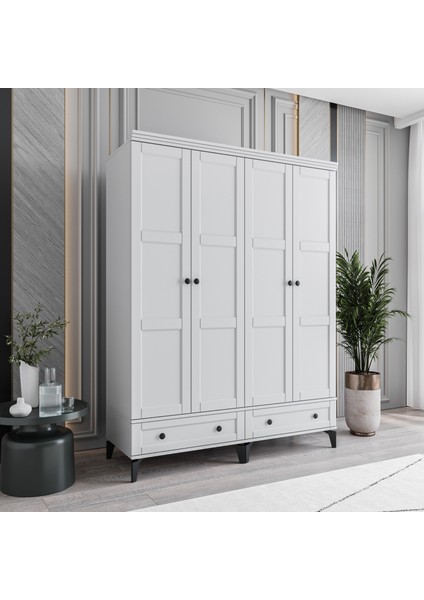 Karin 4 Kapaklı Çekmeceli Gardırop Tamamı MDF (Beyaz) fiyatları