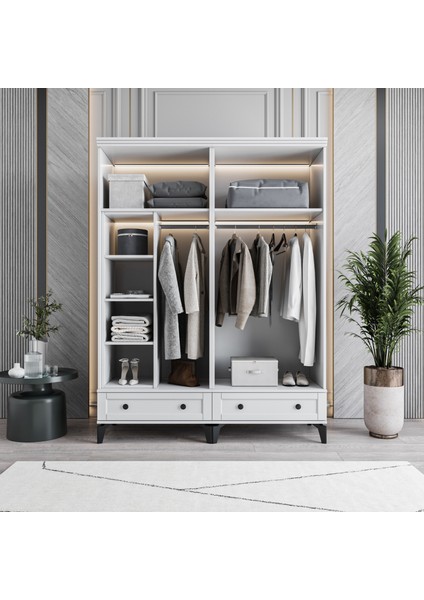 Karin 4 Kapaklı Çekmeceli Gardırop Tamamı MDF (Beyaz) modelleri