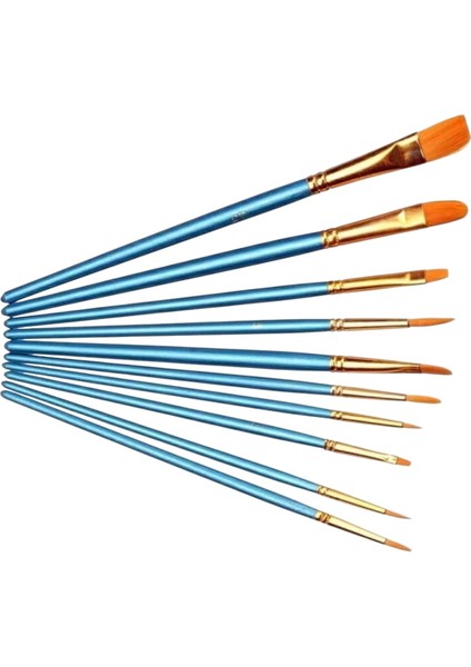 Hşap Saplı 10’lu Fırça Seti – Sanat, Hobi ve Atölye Kullanımı Için