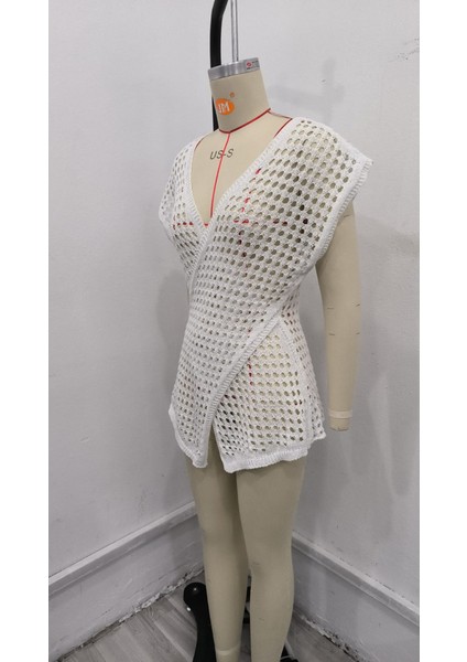 Kadın Kruvaze Detay Ajurlu Triko Pareo