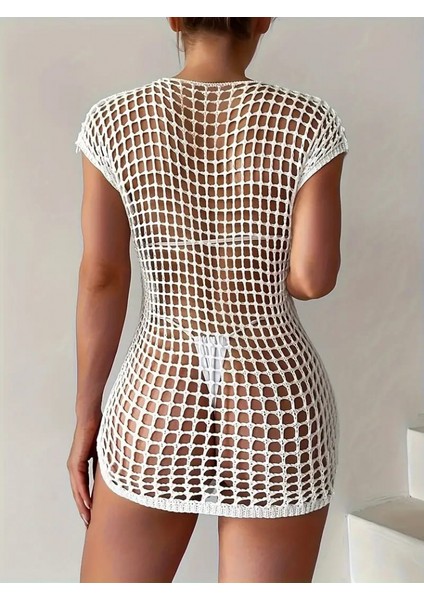 Kadın Kruvaze Detay Ajurlu Triko Pareo