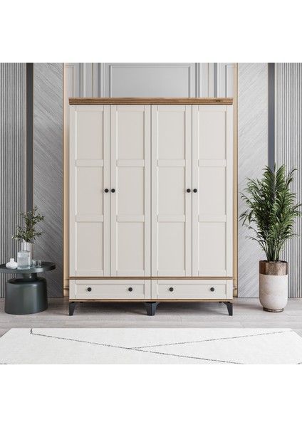 Karin 4 Kapaklı Çekmeceli Gardırop Tamamı MDF (Aytaşı)