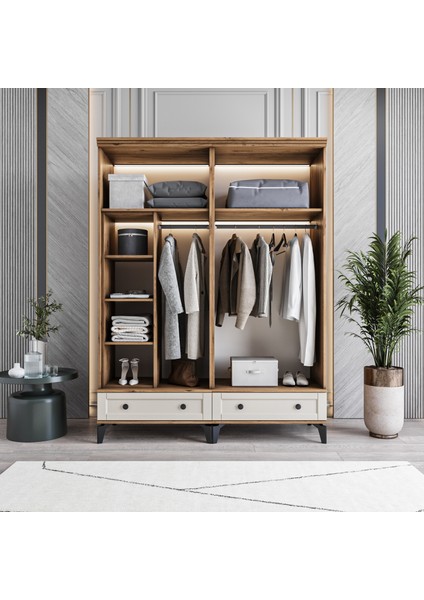 Karin 4 Kapaklı Çekmeceli Gardırop Tamamı MDF (Aytaşı)