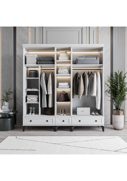 Karin 5 Kapaklı Çekmeceli Gardırop Tamamı MDF (Beyaz) modelleri