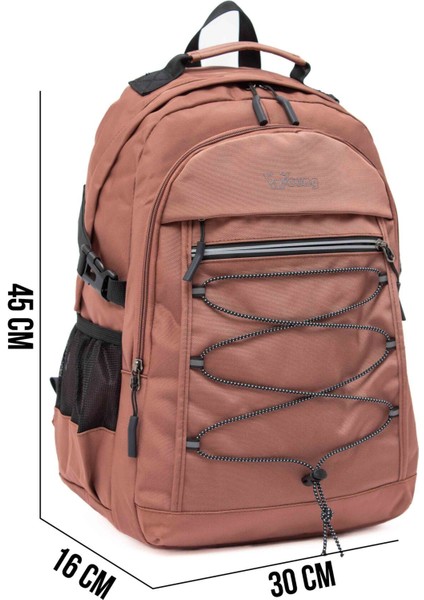 Young 51537 Pink Pembe Unisex Çok Cepli Suya Dayanıklı Sırt Çantası