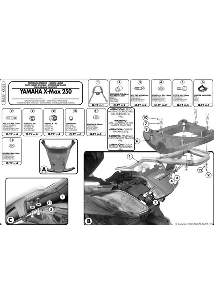 Gıvı Sr355 Yamaha X-Max 125-250 (05-09) Arka Çanta Taşıyıcı fiyatları