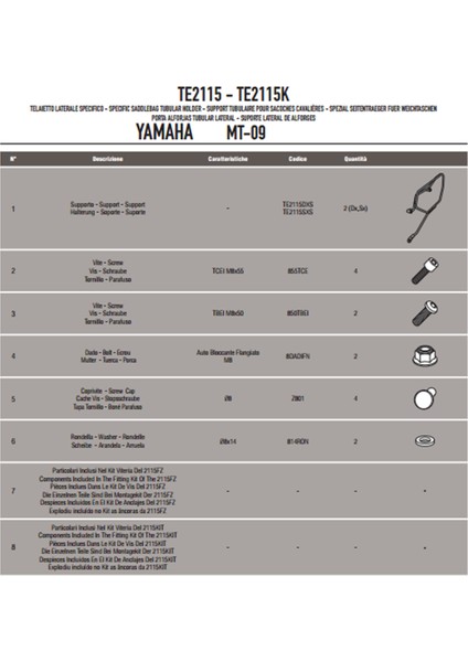 Gıvı Te2115 Yamaha Mt-09 (13-16) Yan Kumaş Çanta Taşıyıcı fiyatları