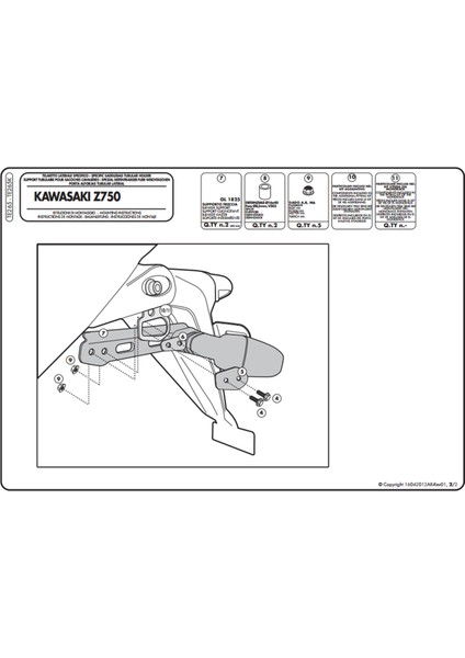 TE265 Kawasaki Z 750 (07-14) Yan Kumaş Çanta Taşıyıcı modelleri