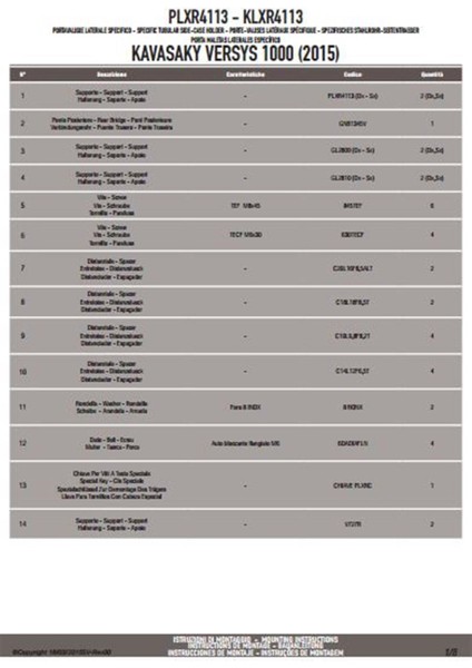 PLXR4113 KAWASAKI VERSYS 1000 (15-16) Yan Çanta Taşıyıcı fiyatları
