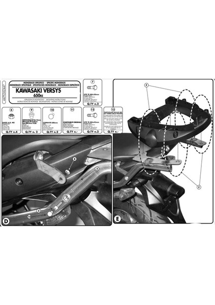 Gıvı 447fz Kawasakı Versys 650 (06-09) Arka Çanta Taşıyıcı modelleri