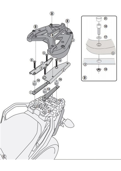 Gıvı Sr3105 Suzukı Dl 1000 V-Strom (14-16) Arka Çanta Taşıyıcı modelleri