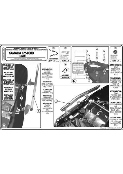 KZ348 YAMAHA FZS 1000 FAZER (01-05) Arka Çanta Tasiyici fiyatları