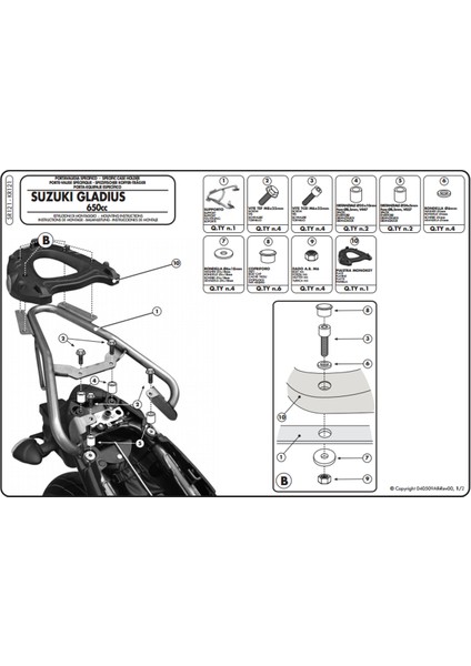 KR121 SUZUKI GLADIUS 650 (09-16) Arka Çanta Tasiyici modelleri