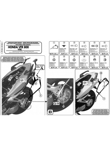 Gıvı Pl166 Honda Vfr 800 Vtec (02-11) Yan Çanta Taşıyıcı fiyatları