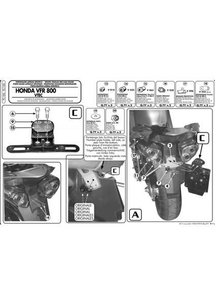 Gıvı Pl166 Honda Vfr 800 Vtec (02-11) Yan Çanta Taşıyıcı modelleri