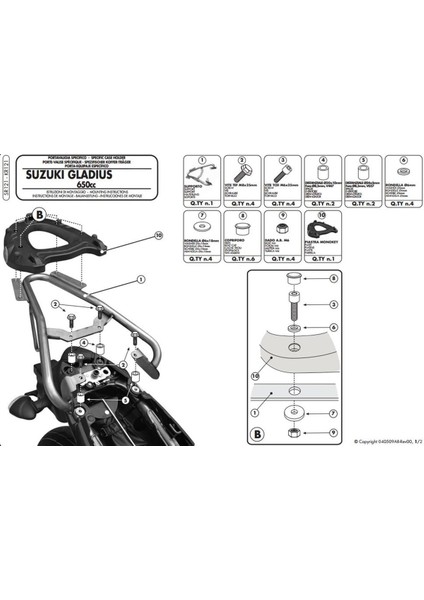 Gıvı Sr121 Suzukı Gladıus 650 (09-16) Arka Çanta Taşıyıcı fiyatları