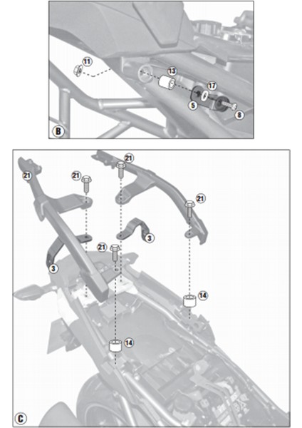 KLR4105 KAWASAKI VERSYS 1000 (12-14) Yan Çanta Taþıyıcı modelleri