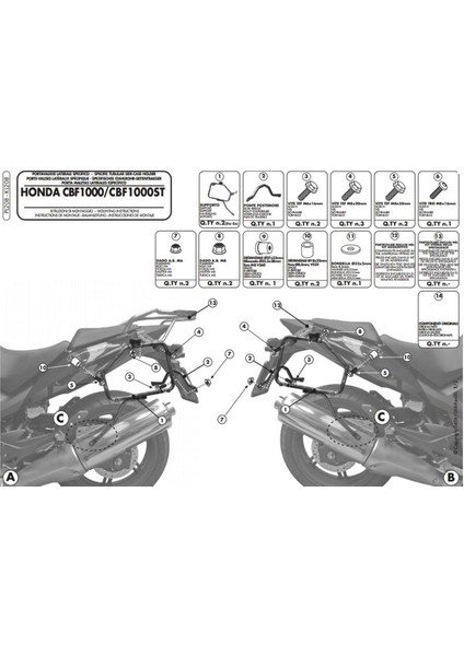 Gıvı Pl208 Honda Cbf 1000 - Cbf 1000st (10-14) Yan Çanta Taşıyıcı