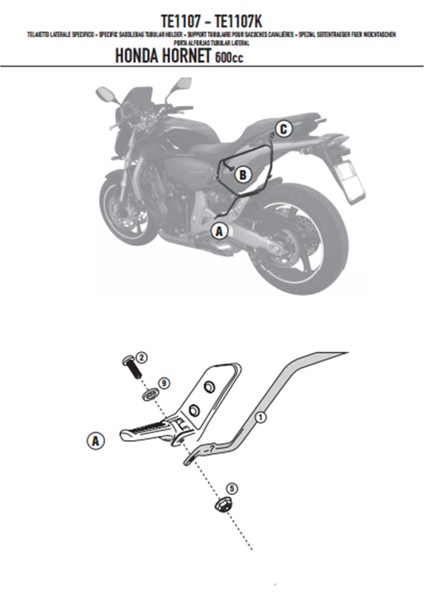 Gıvı Te1107 Honda Hornet 600 - 600abs (07-10) Yan Kumaş Çanta Taşıyıcı modelleri