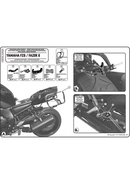 Gıvı Plxr366 Yamaha Fz8-Fazer8 (10-15) Yan Çanta Taşıyıcı fiyatları