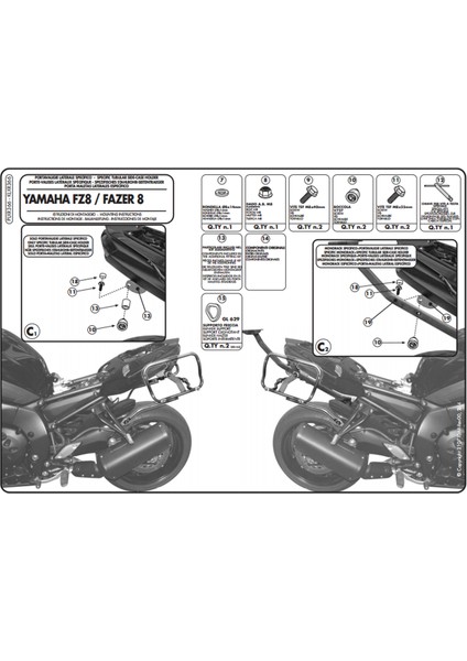 Gıvı Plxr366 Yamaha Fz8-Fazer8 (10-15) Yan Çanta Taşıyıcı modelleri