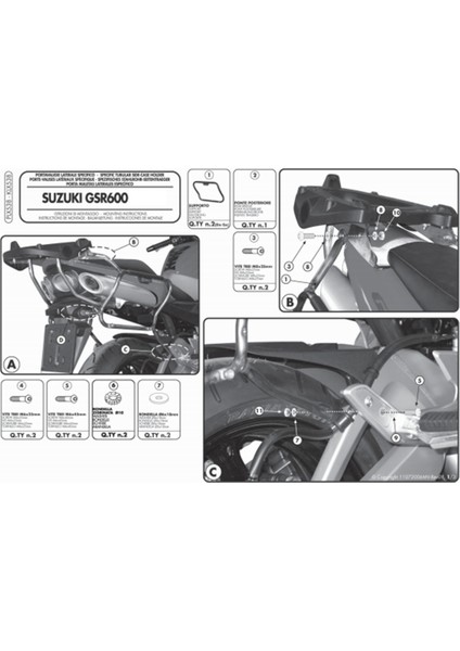 Gıvı Plx538 Suzukı Gsr 600 (06-11) Yan Çanta Taşıyıcı fiyatları