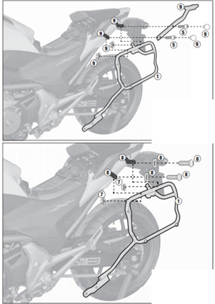 KLX1111 HONDA NC 700 X-S - NC 750 X-S - NC 750 X-S DCT (12-15) Yan Çanta Taþıyıcı modelleri