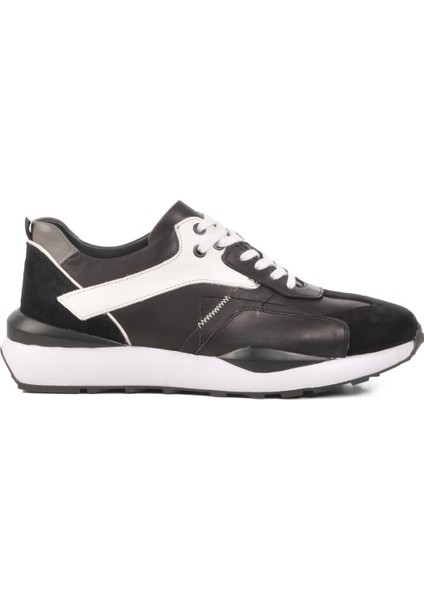 2Y1076-6285 M Siyah-Beyaz Hakiki Deri Erkek Sneaker modelleri