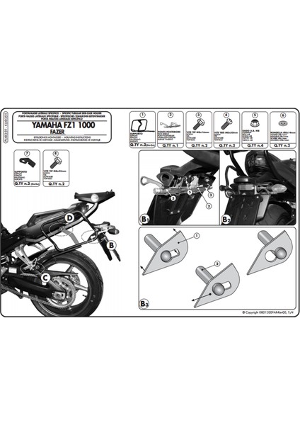 Gıvı Plxr359 Yamaha Fz1 Fazer 1000 (06-15) Yan Çanta Taşıyıcı fiyatları