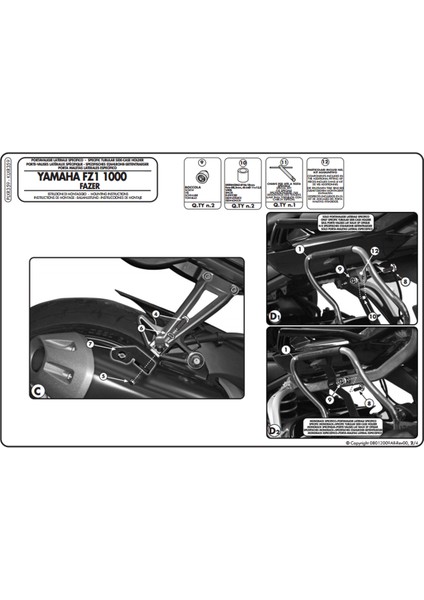 Gıvı Plxr359 Yamaha Fz1 Fazer 1000 (06-15) Yan Çanta Taşıyıcı modelleri