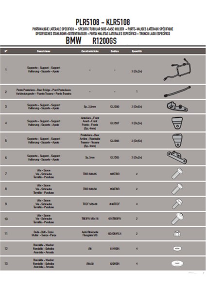 PLR5108 BMW R 1200 GS - ADVENTURE (13-18) - R1250 GS (19) - ADVENTURE (19) Yan Çanta Taşıyıcı fiyatları