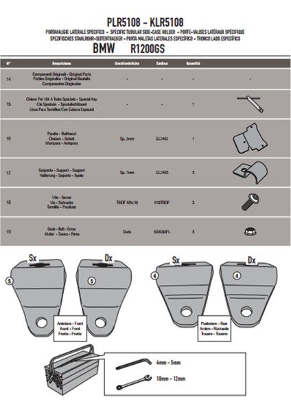 PLR5108 BMW R 1200 GS - ADVENTURE (13-18) - R1250 GS (19) - ADVENTURE (19) Yan Çanta Taşıyıcı modelleri