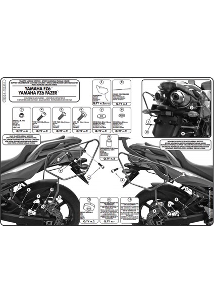 Gıvı Te351 Yamaha Fz6 S2 - Fz6 600 Fazer S2 (07-11) Yan Kumaş Çanta Taşıyıcı fiyatları
