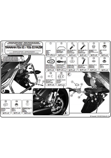 KL360 YAMAHA FZ6 S2 - FZ6 600 FAZER S2 (07-11) Yan Çanta Taþıyıcı fırsatları