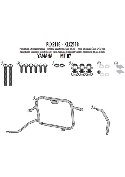 Gıvı Plx2118 Yamaha Mt-07 (14-17) Yan Çanta Taşıyıcı modelleri