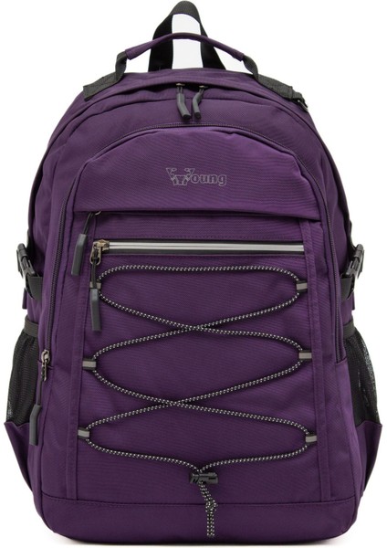 Young 51537 Purple Mor Unisex Çok Cepli Suya Dayanıklı Sırt Çantası