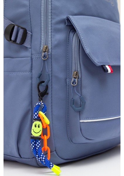 Young 51585 Blue Mavi Unisex Çok Cepli Anahtarlık Aksesuarlı Suya Dayanıklı Sırt Çantası