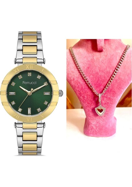 Süper Model Çelik Kadın Kol Saati+Çelik Kolye Hediye Set