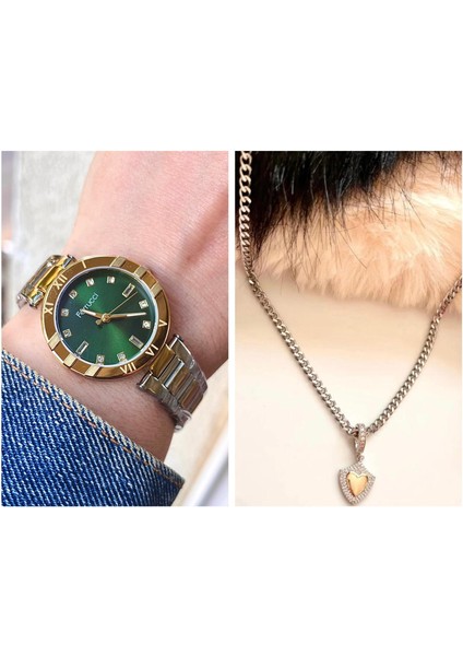 Süper Model Çelik Kadın Kol Saati+Çelik Kolye Hediye Set fiyatları