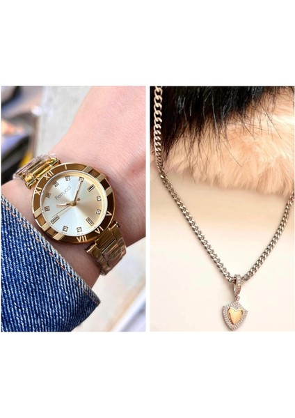 Süper Model Çelik Kadın Kol Saati+Çelik Kolye Hediye Set fiyatları