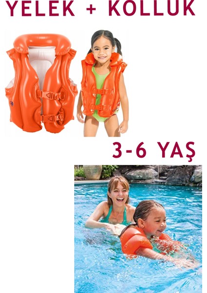 Şişme Can Yeleği ve Kolluğu Seti 3-6 Yaş / Swim Vest + Arm Bands 3-6 Age