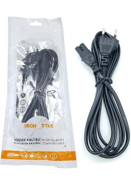 Elektrik Power Güç Kablosu Fişi Teytp Yazıcı Radyo Ps2/3/4 2 Pin C7 (1.5 Metre)