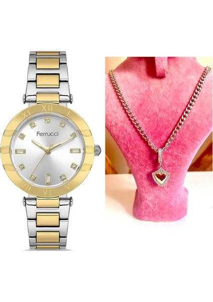 Süper Model Çelik Kadın Kol Saati+Çelik Kolye Hediye Set