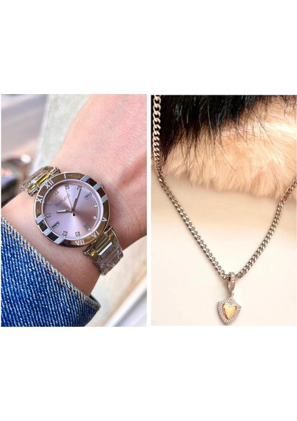 Süper Model Çelik Kadın Kol Saati+Çelik Kolye Hediye Set fiyatları