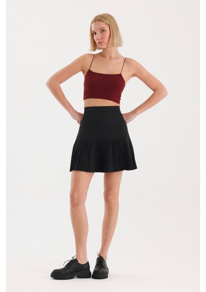 Klasik Kumaş Pileli Etek - Siyah fiyatları