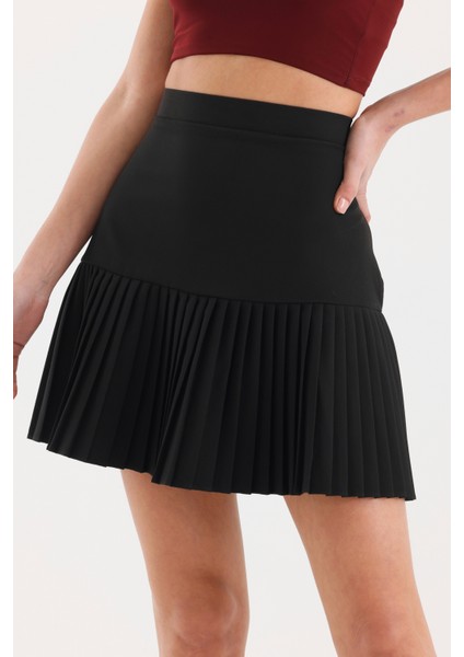 Klasik Kumaş Pileli Etek - Siyah fırsatları