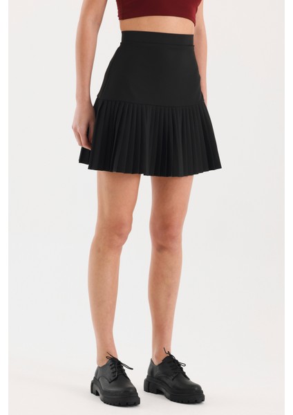 Klasik Kumaş Pileli Etek - Siyah indirimleri